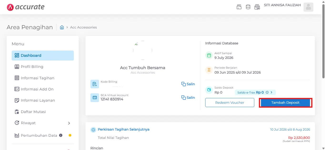 bayar tagihan Accurate via Tokopedia E-Invoicing